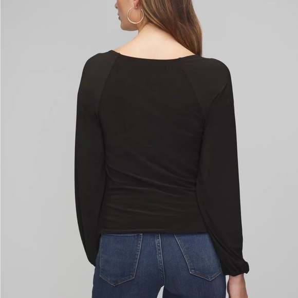 WHBM Long Sleeve Ruched Chain Matte Jersey Top - Picture 4 of 8